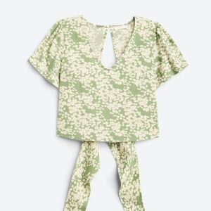 Lush Green Brie Tie Back Crop Top